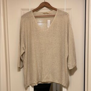 Women's Cream Sweater with Gold Flecks